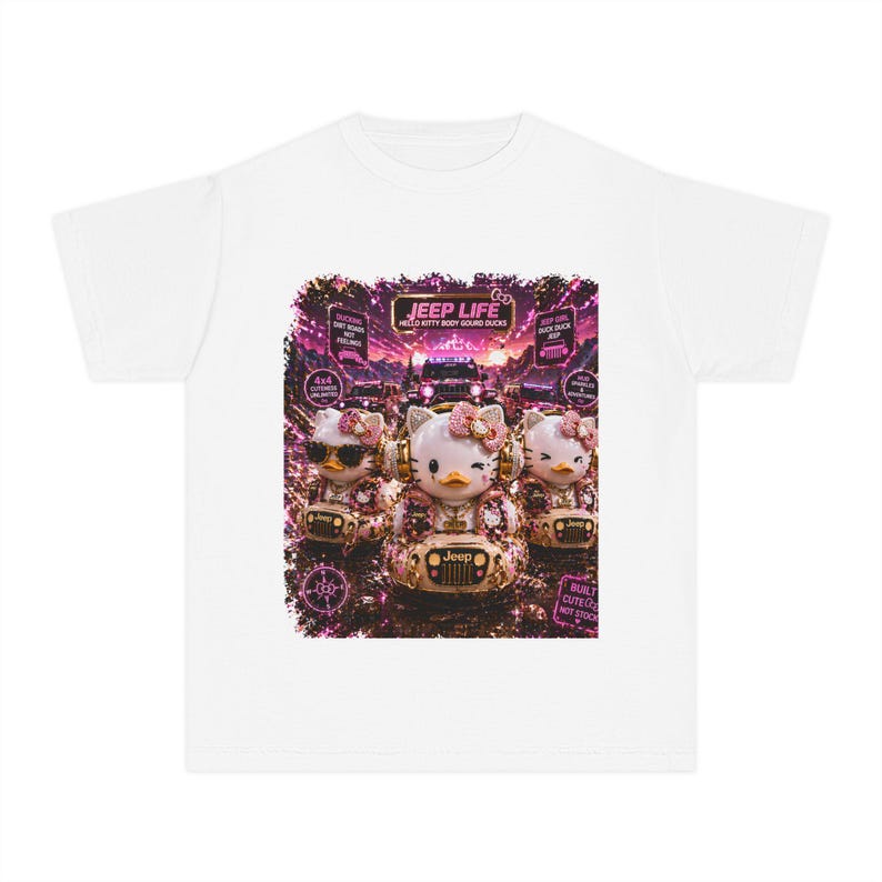 Hello Kitty Jeep Life Tee | Kawaii Jeep Crew Graphic T-Shirt image 1