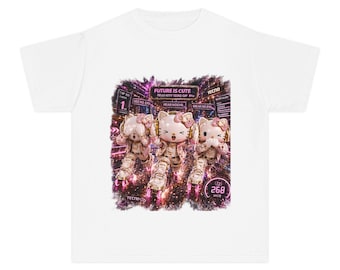 Cyber Kawaii Cats Tee | Neon Anime Youth T-Shirt
