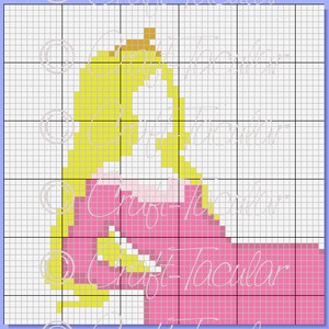 Sleepy Princess Silhouette Graphgan C2C Graph Pattern Perler Bead Cross Stitch Tunisian Crochet Pattern INSTANT DOWNLOAD Graph Only image 2