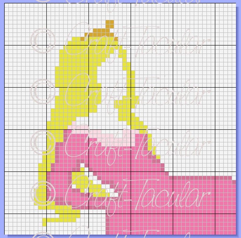 Sleepy Princess Silhouette Graphgan C2C Graph Pattern Perler Bead Cross Stitch Tunisian Crochet Pattern INSTANT DOWNLOAD Graph Only image 2