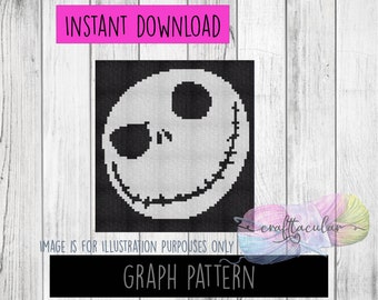 Jack Skellington Crochet Graphgan (C2C)  Perler Bead Pattern| Perler Bead | Cross Stitch | Tunisian Crochet Pattern | INSTANT DOWNLOAD