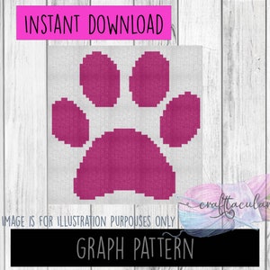 Paw Print Crochet Graphgan Graph Pattern (C2C)| Perler Bead | Cross Stitch | Tunisian Crochet Pattern | INSTANT DOWNLOAD | Graph Only |