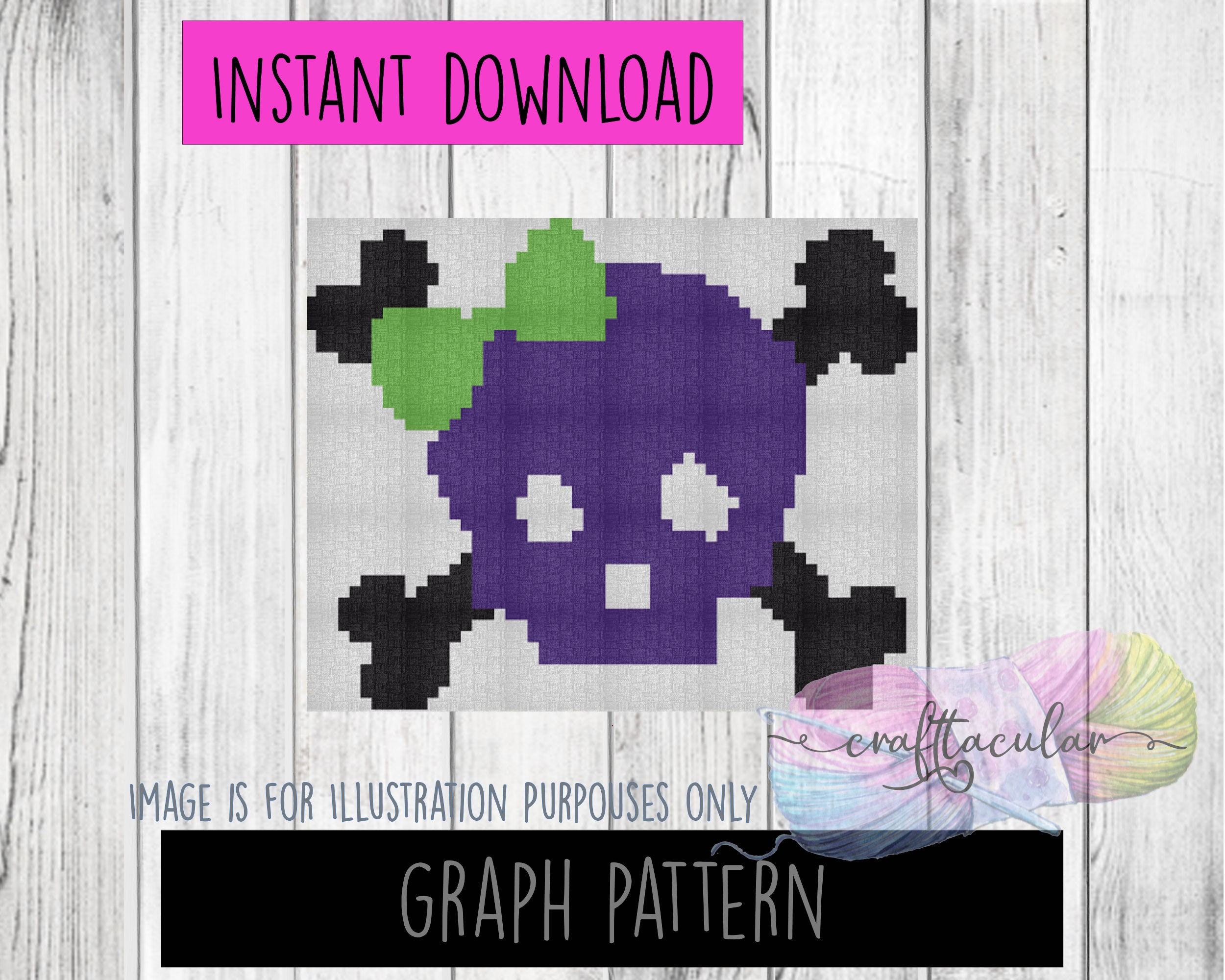 Skull With Bow Graphgan Graph Pattern C2C Graph Only - Etsy