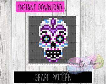 Sugar Skull Pastel Colors Graphgan Graph Pattern (C2C) | Graph Only|