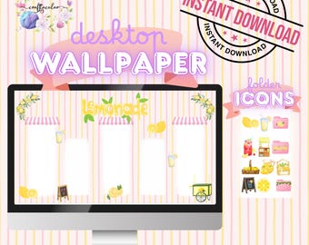Lemonade Stand Desktop Organizer | Windows Desktop Wallpaper & Folder Icons | PNG + ICO Files |
