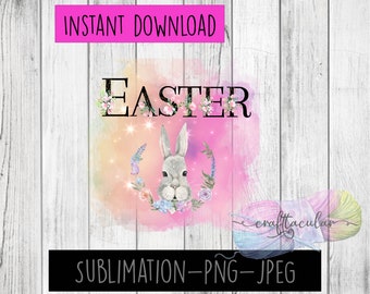 Instant Download Easter Bunny Floral Sublimation graphic PNG-JPEG