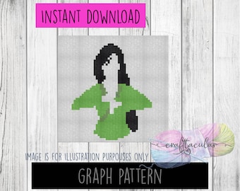 Fighter Princess Silhouette Graphgan C2C Graph Pattern |Cross Stitch | Tunisian Crochet Pattern | INSTANT DOWNLOAD | Graph Only |