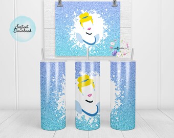 Glass Slipper Princess Sublimation Skinny Tumbler File 20oz | Straight | Tapered |