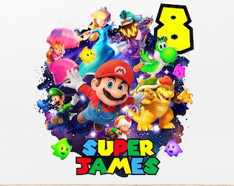 Editable Mario Galaxy PNG, Super Mario Galaxy Movie PNG, Instant Download, Mario Galaxy Birthday Template, Cake Topper, Mario Birthday Shirt