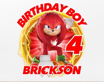 PNG editable de cumpleaños de Sonic y Knuckles, PNG de Knuckles, descarga instantánea, plantilla de cumpleaños de Sonic, adorno para pastel, camiseta de cumpleaños de Knuckles Echidna