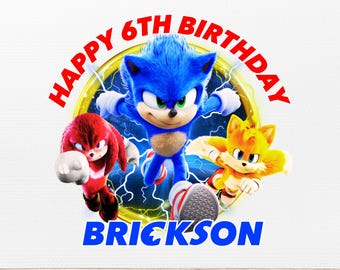 Imagen PNG editable de Sonic The Hedgehog, Sonic PNG, descarga instantánea, plantilla de cumpleaños de Sonic, adorno para pastel, camiseta de cumpleaños de Sonic, Sonic personalizado