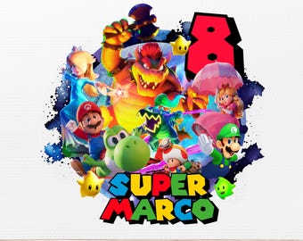 PNG personalizado de Mario Galaxy, PNG personalizado de Super Mario Galaxy, adorno para pastel de Mario Galaxy, fiesta de cumpleaños, camiseta de cumpleaños de Mario Galaxy