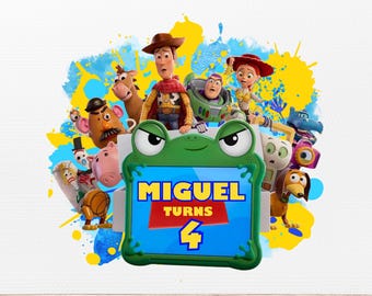 PNG editable de cumpleaños de Toy Story, PNG de la película Toy Story 5, plantilla de cumpleaños de Toy Story, adorno para pastel, camiseta de cumpleaños de Toy Story, PNG personalizado