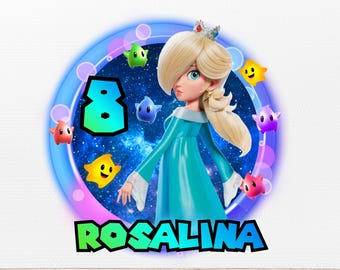Editable Mario Galaxy Rosalina PNG, Rosalina PNG, Descarga instantánea, Mario Galaxy Rosalina Cumpleaños PNG, Rosalina Cake Topper, Camisa de cumpleaños