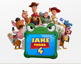 PNG editable de cumpleaños de Toy Story, PNG de la película Toy Story 5, plantilla de cumpleaños de Toy Story, adorno para pastel, camiseta de cumpleaños de Toy Story, PNG personalizado
