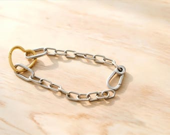 Pandora ME Two-Tone Heart Chain Bracelet | S925 Sterling Silver, Gold Clasp Bracelet