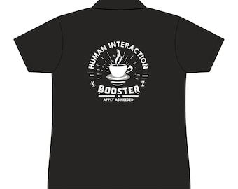 Human Interaction Booster – Coffee Polo Shirt | Sarcastic Office Humor Gift
