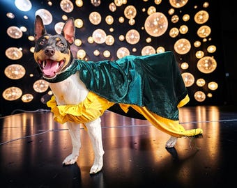 Evermore Inspired Pet Dress, Mustard Yellow Linen Velvet Cloak Costume