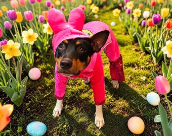 Peeps Marshmallow Pet Costume, Velvet Sequin Bunny Dog Outfit, Easter Celebration Wear