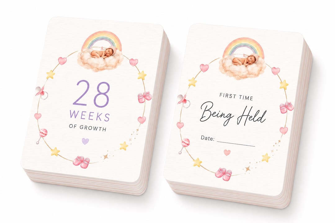 Preemie Milestone Cards Digital Download, NICU Baby Milestone Cards, 20 ...