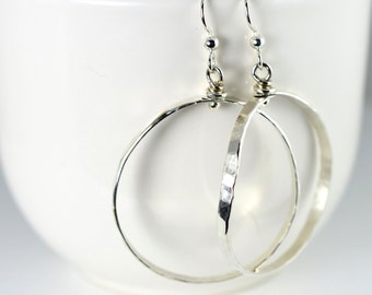 Hoop Earrings, Trendy Earrings, Hoops, Organic,  Sterling Silver Earrings, Large Hoop Earrings, Sterling Hoops, Gift for her, Silver Hoops