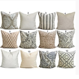 TAN PILLOWS, GRAY Pillow Covers, Gray Throw Pillow Covers, Tan Throw Pillow Cover for 20x20 Pillow, 18x18 Pillow, 16x16 Pillow, All Sizes