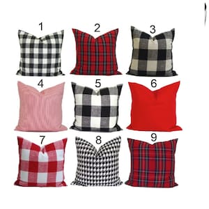 HOUSSE D&#39;oreiller de Noël, oreillers de Noël à la ferme, taies d&#39;oreiller de Noël à carreaux, taies d&#39;oreiller à carreaux tartan, toutes les tailles, y compris les couvre-oreillers euro
