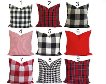 CHRISTMAS Pillow Cover, Farmhouse Christmas Pillows, Plaid Christmas Pillow Covers, Tartan Plaid Pillow Covers, ALL Sizes incl Euro Shams