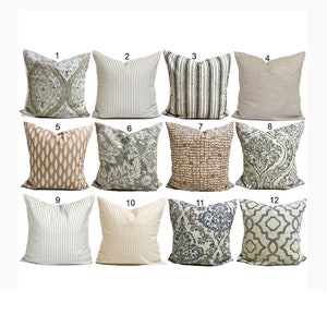 Gray & Tan Throw Pillow Cover: All Sizes, Handmade