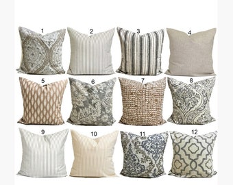 TAN PILLOWS GRAY Pillow Covers Grey Pillows Grey Throw Pillow Covers, Tan Throw Pillows, 20x20 Pillow, 16x16 Pillow, 18x18 Pillow, All Sizes