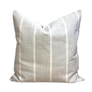 Gray Stripe Pillow Covers, Gray Farmhouse Pillow Cover, Gray Throw Pillow Covers for 20x20 Pillow, 16x16, 18x18 Pillows, All Sizes