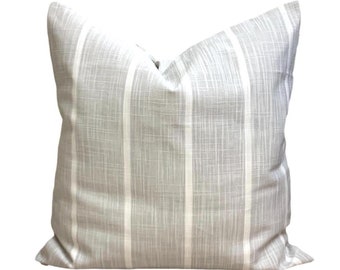 Gray Stripe Pillow Covers, Gray Farmhouse Pillow Cover, Gray Throw Pillow Covers for 20x20 Pillow, 16x16, 18x18 Pillows, All Sizes