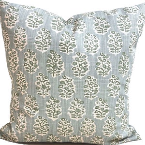 Green Pillow COVERS. Blue Green Throw Pillow Covers, Block Print Pillow Covers for 16x16, 20x20, 18x18 Pillows, ALL SIZES incl Euro Shams