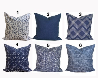 Blue Throw Pillow Cover, Blue Decorative Pillow Cover, Blue Pillow Covers for 20x20 Pillow, 16x16 Pillows, 18x18 Pillows, All Sizes