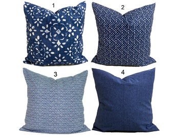 Blue Pillow Cover, Blue Throw Pillow Covers, Blue Pillow Covers for 20x20, 18x18, 16x16 Inserts, ALL SIZES Incl Euro Sham and Lumbar