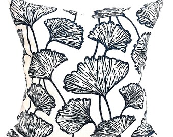 Blue Floral Block Print Pillow Cover: Blue White Cotton Pillow Covers, All Sizes