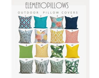Fundas para cojines de exterior, color naranja, amarillo, azul y verde, para rellenos de 20x20, 18x18 y 16x16 pulgadas, TODOS LOS TAMAÑOS.