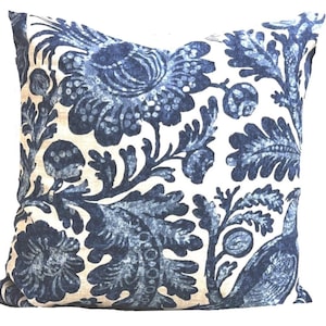 Blue Pillow Covers, Blue Damask Pillow Covers, Blue Floral Pillow Covers, Indoor Outdoor Pillow Covers