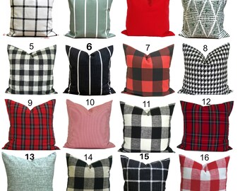 Christmas Pillow Covers, Christmas Throw Pillow Covers, Tartan Plaid Covers for 20x20, 18x18, 16x16 Inserts, ALL SIZES