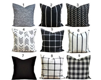 Black Farmhouse Pillow Covers, Black Throw Pillow Covers, Black Pillow Covers for 20x20 Pillow, 18x18 Pillow, 16x16 Pillow, All Sizes