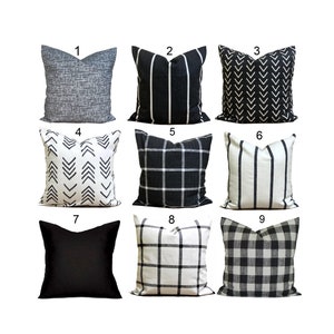 Black Pillow Covers, Black Throw Pillow Covers, Modern Farmhouse, Black Pillows Covers for 20x20, 18x18, 16x16 Inserts, ALL SIZES