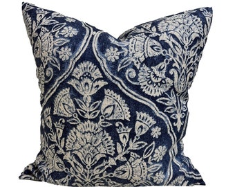 Blue Floral Pillow Covers, Blue Damask Pillow Covers