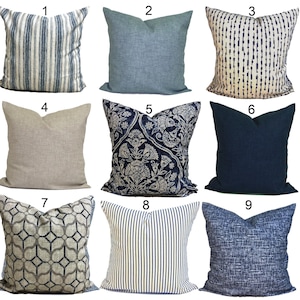 Blue Pillow Covers, Blue Pillow Cover, Blue Throw Pillow Covers, Blue Pillow Cover for 20x20, 18x18 inserts, ALL SIZES, Euro