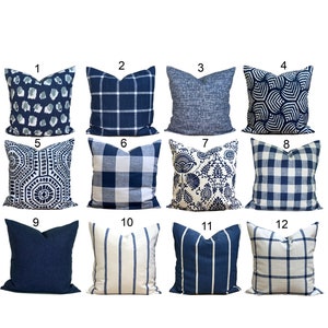 Blue Pillow Covers. Blue Throw Pillow Covers, Blue Pillow Covers for 20x20 Pillow, 16x16, 18x18 Pillows, All Sizes incl Lumbar, Euro Shams