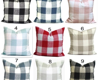 Check Pillow Covers, Plaid Pillow COVERS, Farmhouse Pillow Cover for 20x20 Pillow, 18x18 Pillow, 16x16 Pillow, All Sizes incl Euro Shams