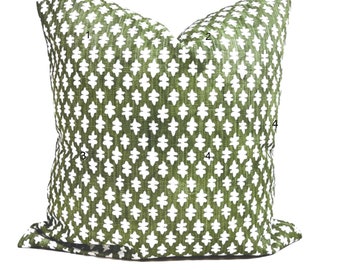 Green Pillow Covers. Green Throw Pillow Cover, Green Block Print Pillow Cover for 20x20, 18x18, 16x16 Pillow, All Sizes