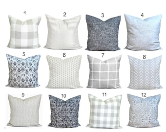 Gray Pillow Covers, Gray Farmhouse Pillow Cover, Charcoal Gray Throw Pillow Covers for 20x20 Pillow, 18x18 Pillow, 16x16 Pillow, All Sizes