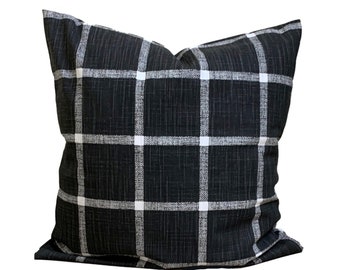 Black Pillow Cover, Black Throw Pillow Cover, Farmhouse Pillow Covers for 20x20 Pillow, 18x18 Pillow, 16x16 Pillow, All Sizes incl Euro Sham