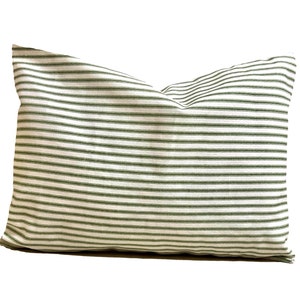 Green Pillow Cover Sale, Green Ticking Pillow Cover, Farmhouse Green Pillow Covers for 12x16&quot; or 12x18&quot; or 12x20&quot; Lumbar Pillows