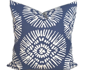 Blue Tan Pillow COVER, Blue Throw Pillow Covers for 20x20 Pillow, 16x16, 18x18 Pillows, All Sizes incl. Euro Shams, Lumbar